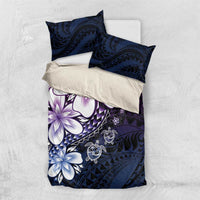 Polynesia Romantic Valentine Bedding Set Sea Turtle Couple With Purple Gradient Plumeria LT05 US Twin 172cm x 218cm Purple - Polynesian Pride