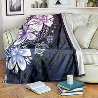 Polynesia Romantic Valentine Blanket Sea Turtle Couple With Purple Gradient Plumeria LT05 Purple - Polynesian Pride
