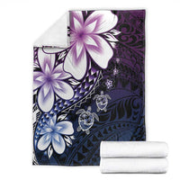 Polynesia Romantic Valentine Blanket Sea Turtle Couple With Purple Gradient Plumeria LT05 - Polynesian Pride