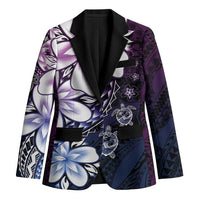 Polynesia Romantic Valentine Blazer Sea Turtle Couple With Purple Gradient Plumeria LT05 Unisex Purple - Polynesian Pride