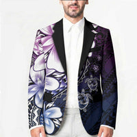 Polynesia Romantic Valentine Blazer Sea Turtle Couple With Purple Gradient Plumeria LT05 - Polynesian Pride