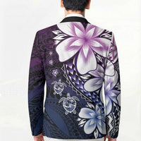 Polynesia Romantic Valentine Blazer Sea Turtle Couple With Purple Gradient Plumeria LT05 - Polynesian Pride