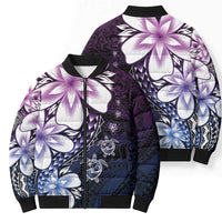 Polynesia Romantic Valentine Bomber Puffer Jacket Sea Turtle Couple With Purple Gradient Plumeria LT05 - Polynesian Pride