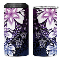 Polynesia Romantic Valentine 4 in 1 Can Cooler Tumbler Sea Turtle Couple With Purple Gradient Plumeria LT05 One Size: 16 oz Purple - Polynesian Pride