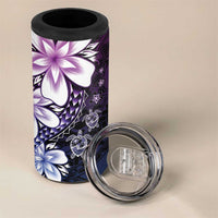 Polynesia Romantic Valentine 4 in 1 Can Cooler Tumbler Sea Turtle Couple With Purple Gradient Plumeria LT05 - Polynesian Pride