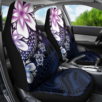 Polynesia Romantic Valentine Car Seat Cover Sea Turtle Couple With Purple Gradient Plumeria LT05 - Polynesian Pride
