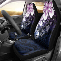 Polynesia Romantic Valentine Car Seat Cover Sea Turtle Couple With Purple Gradient Plumeria LT05 - Polynesian Pride
