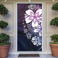Polynesia Romantic Valentine Door Cover Sea Turtle Couple With Purple Gradient Plumeria LT05 Purple - Polynesian Pride