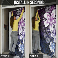 Polynesia Romantic Valentine Door Cover Sea Turtle Couple With Purple Gradient Plumeria LT05 - Polynesian Pride