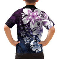 Polynesia Romantic Valentine Family Matching Long Sleeve Bodycon Dress and Hawaiian Shirt Sea Turtle Couple With Purple Gradient Plumeria