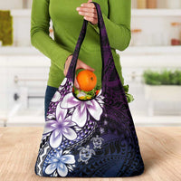 Polynesia Romantic Valentine Grocery Bag Sea Turtle Couple With Purple Gradient Plumeria LT05 - Polynesian Pride