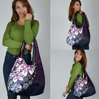Polynesia Romantic Valentine Grocery Bag Sea Turtle Couple With Purple Gradient Plumeria LT05 - Polynesian Pride