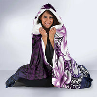 Polynesia Romantic Valentine Hooded Blanket Sea Turtle Couple With Purple Gradient Plumeria LT05 - Polynesian Pride