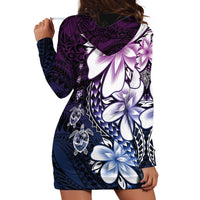 Polynesia Romantic Valentine Hoodie Dress Sea Turtle Couple With Purple Gradient Plumeria LT05 - Polynesian Pride