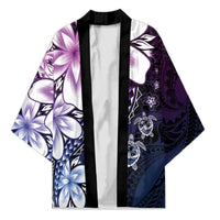Polynesia Romantic Valentine Kimono Sea Turtle Couple With Purple Gradient Plumeria LT05 Unisex Purple - Polynesian Pride