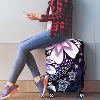 Polynesia Romantic Valentine Luggage Cover Sea Turtle Couple With Purple Gradient Plumeria LT05 - Polynesian Pride