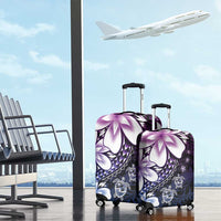 Polynesia Romantic Valentine Luggage Cover Sea Turtle Couple With Purple Gradient Plumeria LT05 - Polynesian Pride