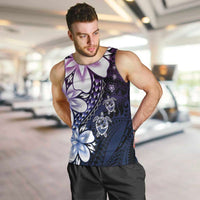 Polynesia Romantic Valentine Men Tank Top Sea Turtle Couple With Purple Gradient Plumeria LT05 Purple - Polynesian Pride
