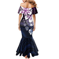 Polynesia Romantic Valentine Mermaid Dress Sea Turtle Couple With Purple Gradient Plumeria LT05 - Polynesian Pride