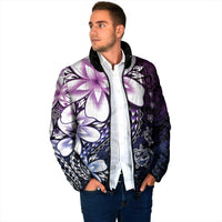 Polynesia Romantic Valentine Padded Jacket Sea Turtle Couple With Purple Gradient Plumeria LT05 - Polynesian Pride
