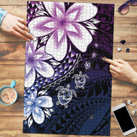 Polynesia Romantic Valentine Puzzle Sea Turtle Couple With Purple Gradient Plumeria LT05 Purple - Polynesian Pride
