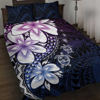 Polynesia Romantic Valentine Quilt Bed Set Sea Turtle Couple With Purple Gradient Plumeria LT05 Purple - Polynesian Pride