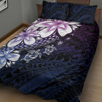 Polynesia Romantic Valentine Quilt Bed Set Sea Turtle Couple With Purple Gradient Plumeria LT05 - Polynesian Pride