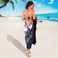 Polynesia Romantic Valentine Sarong Sea Turtle Couple With Purple Gradient Plumeria LT05 - Polynesian Pride