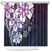 Polynesia Romantic Valentine Shower Curtain Sea Turtle Couple With Purple Gradient Plumeria LT05 Purple - Polynesian Pride