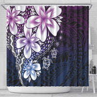Polynesia Romantic Valentine Shower Curtain Sea Turtle Couple With Purple Gradient Plumeria LT05 - Polynesian Pride