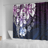 Polynesia Romantic Valentine Shower Curtain Sea Turtle Couple With Purple Gradient Plumeria LT05 - Polynesian Pride
