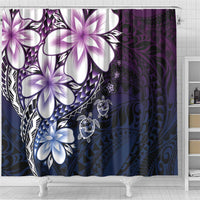 Polynesia Romantic Valentine Shower Curtain Sea Turtle Couple With Purple Gradient Plumeria LT05 - Polynesian Pride