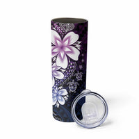 Polynesia Romantic Valentine Skinny Tumbler Sea Turtle Couple With Purple Gradient Plumeria LT05 - Polynesian Pride