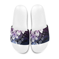 Polynesia Romantic Valentine Slide Sandals Sea Turtle Couple With Purple Gradient Plumeria LT05 Purple - Polynesian Pride