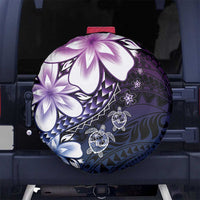 Polynesia Romantic Valentine Spare Tire Cover Sea Turtle Couple With Purple Gradient Plumeria LT05 No hole Purple - Polynesian Pride