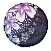 Polynesia Romantic Valentine Spare Tire Cover Sea Turtle Couple With Purple Gradient Plumeria LT05 - Polynesian Pride