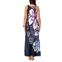 Polynesia Romantic Valentine Tank Maxi Dress Sea Turtle Couple With Purple Gradient Plumeria LT05 - Polynesian Pride