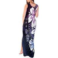 Polynesia Romantic Valentine Tank Maxi Dress Sea Turtle Couple With Purple Gradient Plumeria LT05 - Polynesian Pride