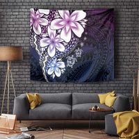Polynesia Romantic Valentine Tapestry Sea Turtle Couple With Purple Gradient Plumeria LT05 Purple - Polynesian Pride