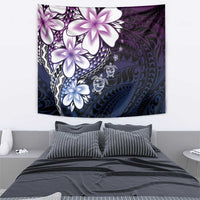 Polynesia Romantic Valentine Tapestry Sea Turtle Couple With Purple Gradient Plumeria LT05 - Polynesian Pride