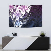 Polynesia Romantic Valentine Tapestry Sea Turtle Couple With Purple Gradient Plumeria LT05 - Polynesian Pride