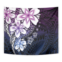 Polynesia Romantic Valentine Tapestry Sea Turtle Couple With Purple Gradient Plumeria LT05 - Polynesian Pride