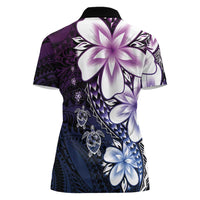Polynesia Romantic Valentine Women Polo Shirt Sea Turtle Couple With Purple Gradient Plumeria LT05 - Polynesian Pride