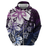 Polynesia Romantic Valentine Zip Hoodie Sea Turtle Couple With Purple Gradient Plumeria LT05 - Polynesian Pride