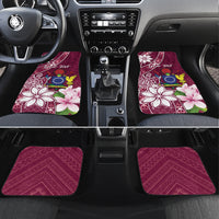 Personalised Cook Island Mangaia Gospel Day Car Mats Floral Tribal Pattern LT05 Set 4pcs Maroon - Polynesian Pride