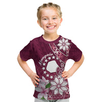 Personalised Cook Island Mangaia Gospel Day Kid T Shirt Floral Tribal Pattern LT05 Maroon - Polynesian Pride
