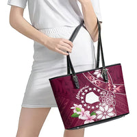 Cook Island Mangaia Gospel Day Leather Tote Bag Floral Tribal Pattern LT05 - Polynesian Pride