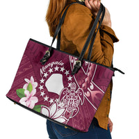 Cook Island Mangaia Gospel Day Leather Tote Bag Floral Tribal Pattern LT05 - Polynesian Pride