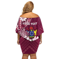 Personalised Cook Island Mangaia Gospel Day Off Shoulder Short Dress Floral Tribal Pattern LT05 - Polynesian Pride