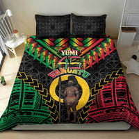Vanuatu 45th Anniversary Independence Day Bedding Set Melanesian Warrior With Sand Drawing Pattern LT05 - Polynesian Pride